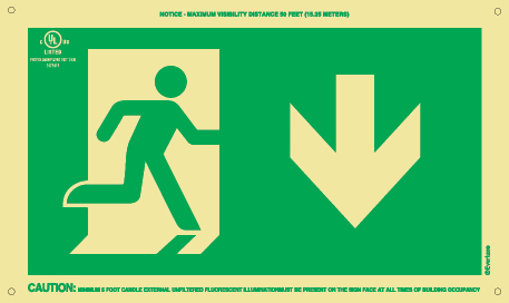 UL 924 Listed Directional EXIT Sign | Emergency Exit Route Location and Identification Sign - Progress down