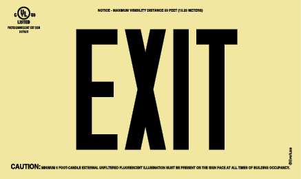 EXIT Sign - UL 924 Listed |Black on Photoluminescent Background