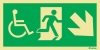 Progress down and to the right - Wheelchair accessible route to an emergency exit - Emergency Exit Route Location and Identification Sign