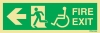 FIRE EXIT - Progress to the left - Wheelchair accessible route to a fire exit - Fire Exit Route Location and Identification Sign